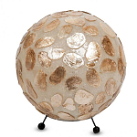 Настольная лампа из перламутра на металлическом каркасе Indonesian Circle варинант исполнения - 3 | Loft Concept в Кирове