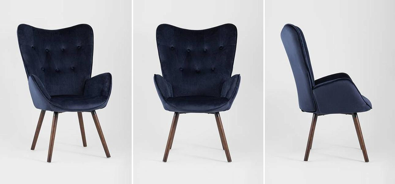 Полукресло Темно-Синий Велюр Grandee Chair Полукресло Темно-Синий Велюр Grandee Chair - Loft-Concept в Кирове