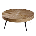 Журнальный столик с круглой фактурной столешницей из натурального дерева Vortex варинант исполнения - 1 | Loft Concept в Кирове