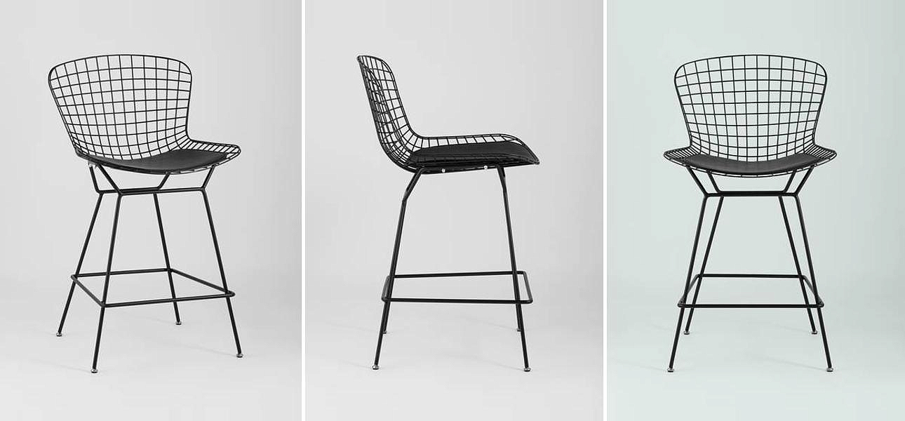 Полубарный стул Bertoia Barstool Черный Матовый Металл Полубарный стул Bertoia Barstool Черный Матовый Металл - Loft-Concept в Кирове