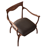 Стул деревянный с мягким сиденьем из коричневой натуральной кожи Moon Walnut Furniture варинант исполнения - 13 | Loft Concept в Кирове