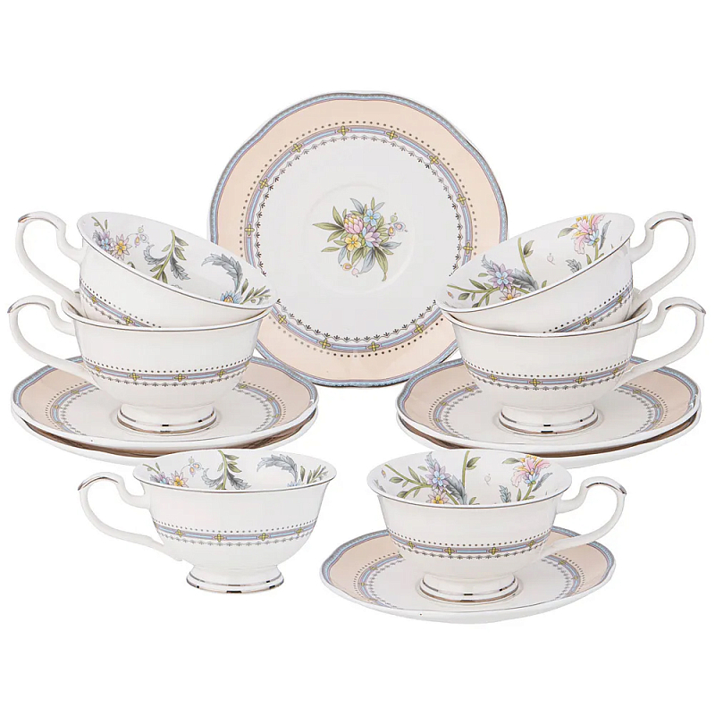 Чайный сервиз из фарфора на 6 персон 12 предметов Tea Flower Set Мульти Чайный сервиз из фарфора на 6 персон 12 предметов Tea Flower Set Мульти в Кирове | Loft Concept