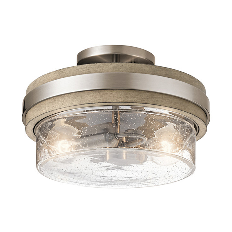 Потолочный светильник с прозрачным стеклянным плафоном с эффектом пузырьков Kichler Олово Прозрачное Стекло Древесина в Кирове | Loft Concept 