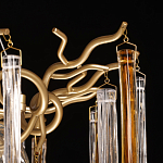 Люстра подвесная золотого цвета с разветвленными ветвями и прозрачными стеклянными подвесками Droplet Chandelier варинант исполнения - 8 | Loft Concept в Кирове