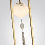 Торшер с шарообразным плафоном из белого стекла с подвеской из камня и длинной кисточкой Agatelle варинант исполнения - 4 | Loft Concept в Кирове