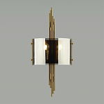 Бра с изогнутым плафоном на бронзовом основании с вертикальным декором из металлических трубок Sohne варинант исполнения - 3 | Loft Concept в Кирове