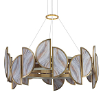 Люстра круглая с полукруглыми плафонами из искусственного алебастра в бронзовой оправе Marbella варинант исполнения - 1 | Loft Concept в Кирове