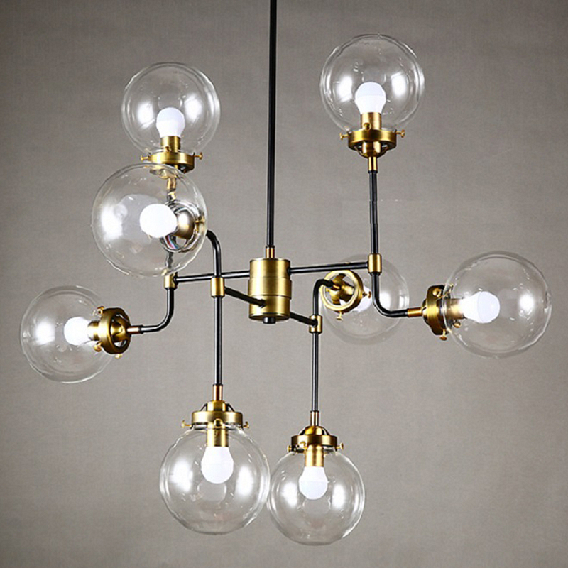 Люстра Бистро Globe Clear Glass Chandelier 8 Черный в Кирове | Loft Concept 