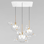 Люстра подвесная 3 лампы с прозрачными стеклянными шарами и золотыми деталями Giopato & Coombes варинант исполнения - 1 | Loft Concept в Кирове