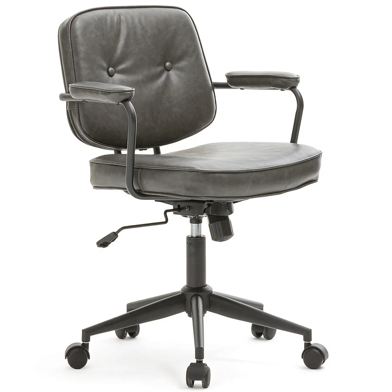 Офисное кресло в винтажном стиле на колёсах Glenn Dark Grey Chair Серый в Кирове | Loft Concept 
