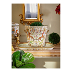 Кашпо с растительным и животным орнаментом на бронзовых ножках Turquoise Blooming Garden варинант исполнения - 5 | Loft Concept в Кирове