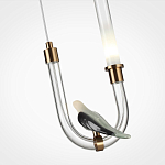 Подвесной светильник с декоративной фигуркой птицы на прозрачной изогнутой трубке Ganthea варинант исполнения - 5 | Loft Concept в Кирове