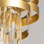 Люстра цвета матового золота с металлическими лентами и длинными прозрачными подвесками Gilded Waves варинант исполнения - 9 | Loft Concept в Кирове