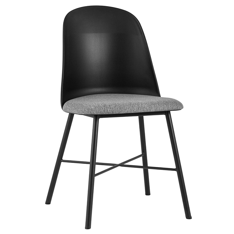 Стул из прочного пластика на металлическом основании Anora Black Черный Серый Стул из прочного пластика на металлическом основании Anora Black Черный Серый в Кирове | Loft Concept