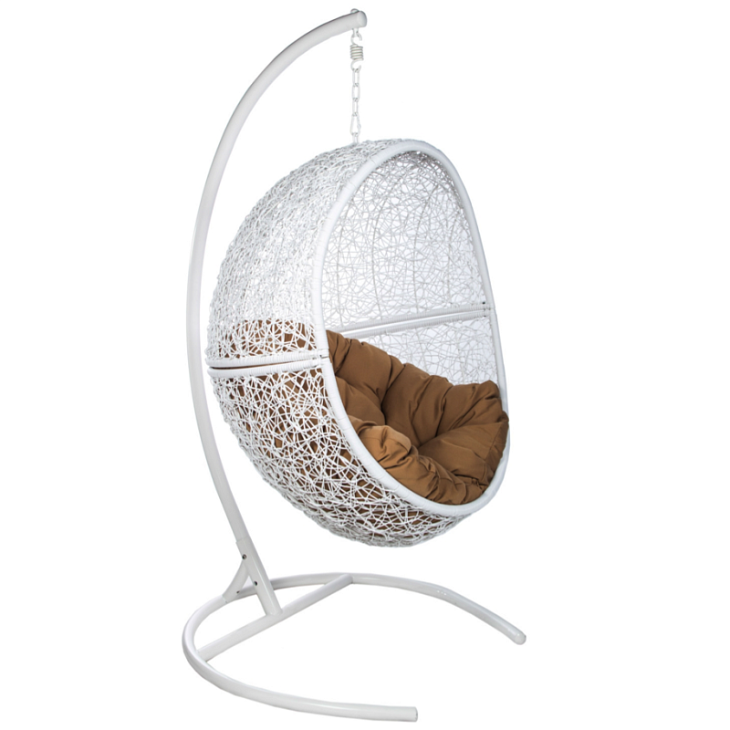 Подвесное уличное кресло Egg Cage white Коричневый Белый Подвесное уличное кресло Egg Cage white Коричневый Белый в Кирове | Loft Concept