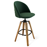 Барный стул со спинкой и металлической подставкой на 4-х деревянных ножках Зеленый Велюр Vendramin Chair варинант исполнения - 1 | Loft Concept в Кирове