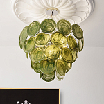 Люстра из зеленых стеклянных дисков с перламутровым эффектом Green Glowing Glaze варинант исполнения - 4 | Loft Concept в Кирове