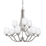 Люстра двухъярусная с белыми матовыми стеклянными плафонами в форме винных бокалов Feiss варинант исполнения - 1 | Loft Concept в Кирове