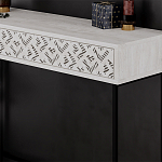 Консоль напольная пыльного белого цвета с выдвижным ящиком с резным орнаментом HEATON CONSOLE OAK варинант исполнения - 4 | Loft Concept в Кирове