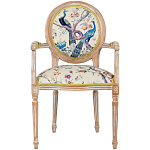 Полукресло из массива бука бежевое с изображением птиц и цветов Beige Green Chinoiserie Garden Chair варинант исполнения - 1 | Loft Concept в Кирове