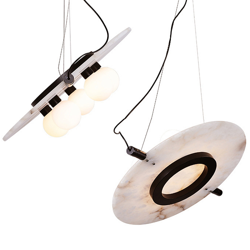 Подвесной светильник из мрамора в форме диска Marble Disc Pendant Light Белое матовое стекло Белый Мрамор Bianco Бронза Черный Подвесной светильник из мрамора в форме диска Marble Disc Pendant Light Белое матовое стекло Белый Мрамор Bianco Бронза Черный в Кирове | Loft Concept