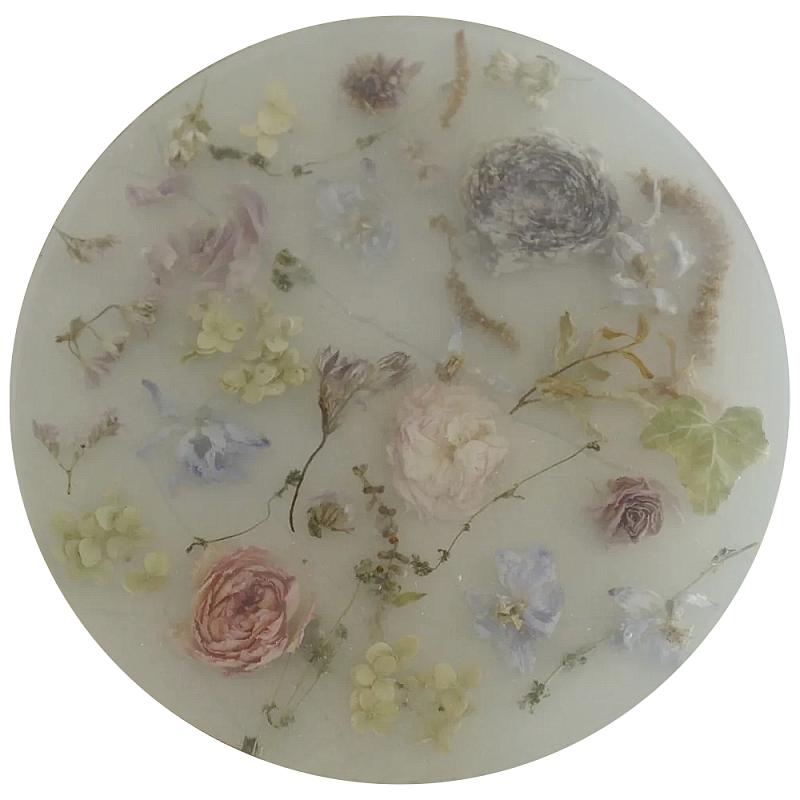 Круглый поднос из эпоксидной смолы с цветами белый Epoxy Resin Flowers Tray White Белый Мульти Круглый поднос из эпоксидной смолы с цветами белый Epoxy Resin Flowers Tray White Белый Мульти в Кирове | Loft Concept