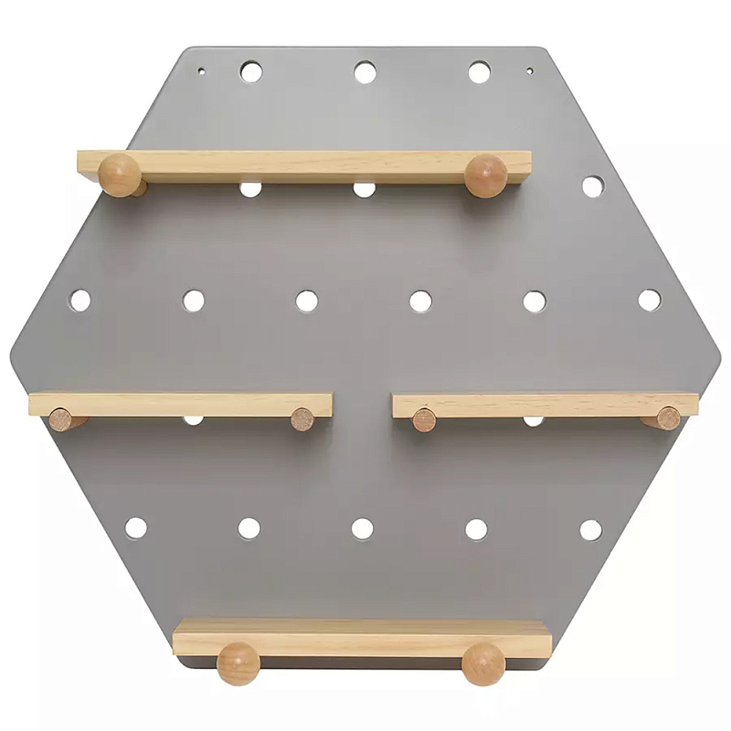 Полка настенная шестиугольная Multifunctional Hexagon Белый Древесина Серый в Кирове | Loft Concept 