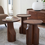 Круглый приставной стол из массива ореха Balu Wooden Side Table варинант исполнения - 7 | Loft Concept в Кирове