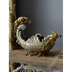 Чаша голубого цвета с оранментом и и бронзовыми фигурами леопардов Eden Garden варинант исполнения - 6 | Loft Concept в Кирове