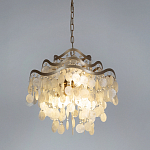 Люстра подвесная с белыми перламутровыми подвесками и изогнутыми золотистыми элементами Диаметр 50 см SHELL Chandelier варинант исполнения - 2 | Loft Concept в Кирове
