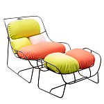 Дизайнерское разноцветное кресло на металлическом каркасе с подставкой для ног Poltronova Plasma Armchair варинант исполнения - 2 | Loft Concept в Кирове