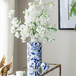 Ваза цилиндрической формы с крышкой и синим цветочным узором на белом фоне Blue & White Ornament варинант исполнения - 5 | Loft Concept в Кирове