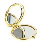 Зеркало карманное круглое двухстороннее из натурального камня Содалит в подарочной упаковке Gold Stone Mirrors варинант исполнения - 2 | Loft Concept в Кирове