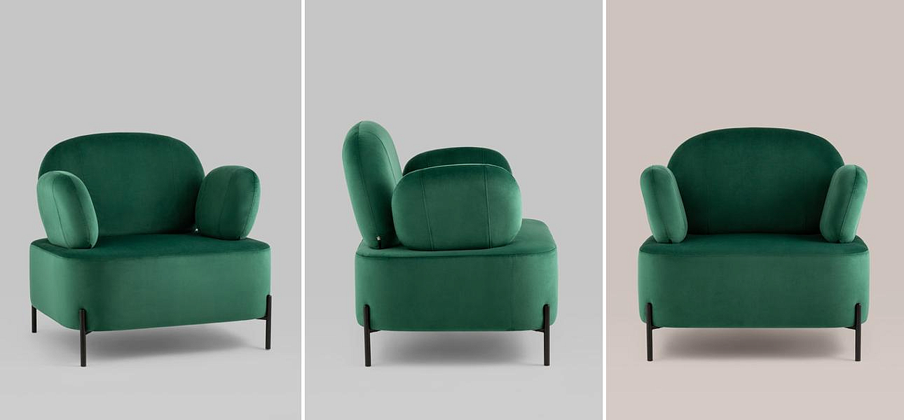 Кресло Color Block изумрудный велюр Кресло Color Block изумрудный велюр - Loft-Concept в Кирове