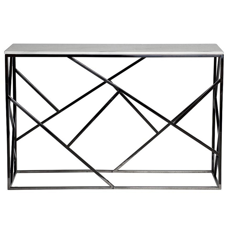 Консоль Serene Furnishing Dark Chrome Marble Top Console Хром Белый Консоль Serene Furnishing Dark Chrome Marble Top Console Хром Белый в Кирове | Loft Concept