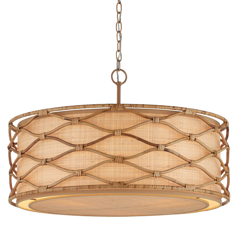 Подвесной светильник  из кованого железа и абажуром из ротанга Wicker Furniture Светло-коричневый  Бежевый в Кирове | Loft Concept 