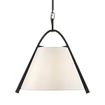 Подвесной светильник в форме конуса с белым тканевым абажуром и чёрным каркасом Stylish Solution варинант исполнения - 1 | Loft Concept в Кирове