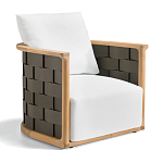 Дизайнерское уличное кресло из массива дерева с плетеной спинкой PALINFRASCA Armchair варинант исполнения - 6 | Loft Concept в Кирове