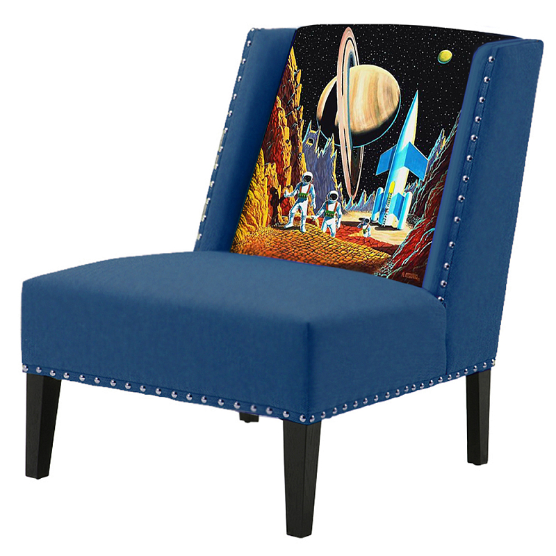 FUN Armchair Retro Futurism Dark blue Дизайнерское кресло с цветным принтом Сапфирово-синий FUN Armchair Retro Futurism Dark blue Дизайнерское кресло с цветным принтом Сапфирово-синий в Кирове | Loft Concept